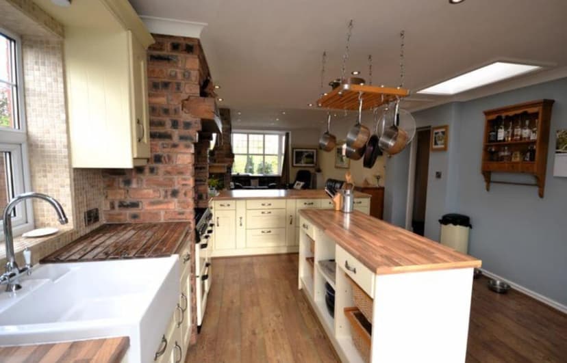 Kitchen before respray - rustic cream kitchen in Chorley