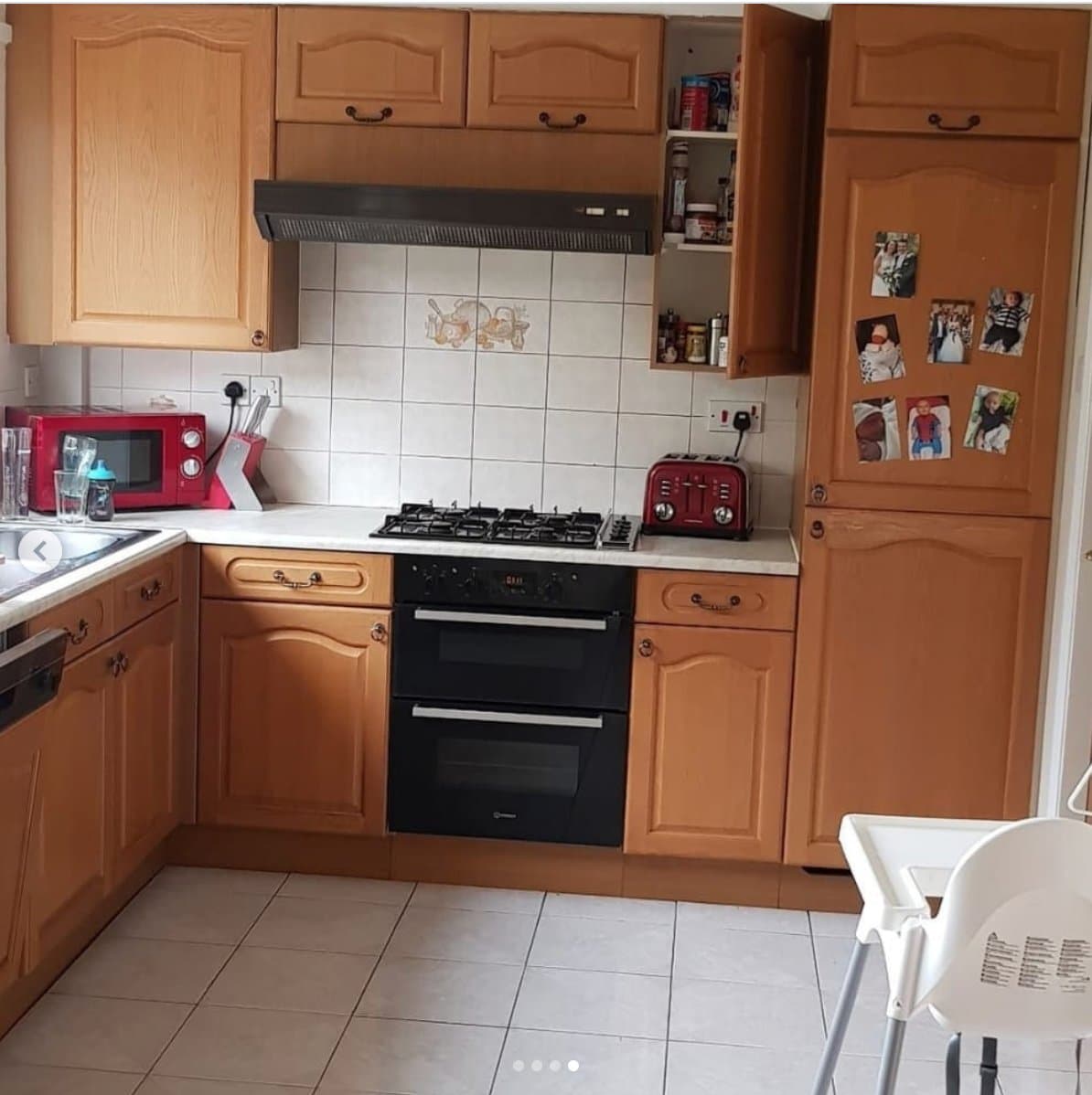 Before - dark brown dated kitchen